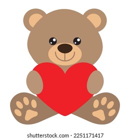 Ilustración de dibujos animados vectoriales de osos de San Valentín sentados