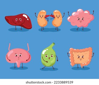 cute six organs humans icons