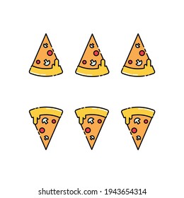 Pizzabilustration, Tapete, Schlossbildschirm auf den Kopf drehen. Modernes, einfaches Lebensmittel-Vektorsymbol, flaches Bildsymbol im trendigen, flachen Design-Stil.