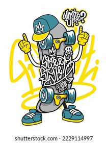 cute skateboard vector character design