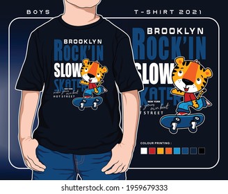 cute skater, vector animals illustration design for t shirt