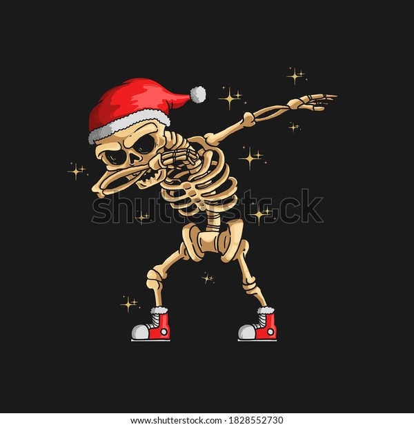 Cute Skeleton Christmas Dabbing Dance Illustration Stock Vector ...