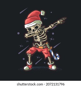 Cute Skeleton Dabbing In Christmas Party