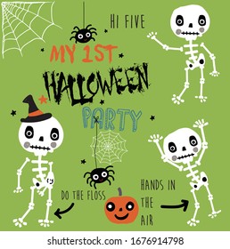 cute skeleton friends kids pattern