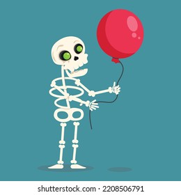 A cute skeleton is holding a balloon. From collection.