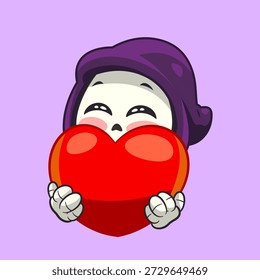 Cute Skeleton Holding a Red Heart