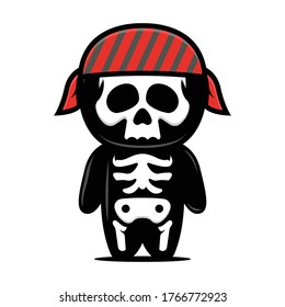 Cute skeleton mascot pirates themes design