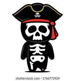 Cute skeleton mascot pirates themes design