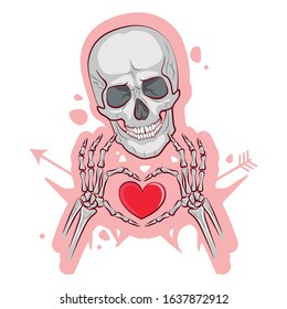 Cute skeleton on a white background. Vector illustration. Valentine's Day Image