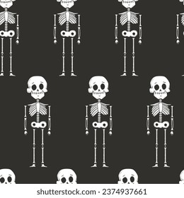 Cute skeleton vector cartoon seamless pattern background for wallpaper, wrapping, packing, and backdrop.