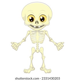 Cute skeleton vector character isolated on white. Skeleton Halloween illustration