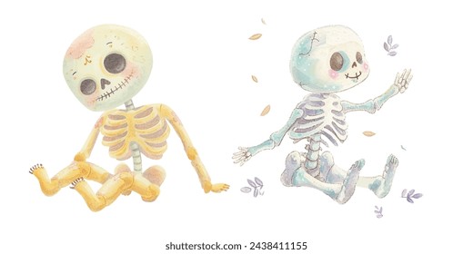 Nettes Skelett Aquarell Vektor-Illustration 
