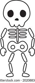 Cute skeleton whole body illustration front