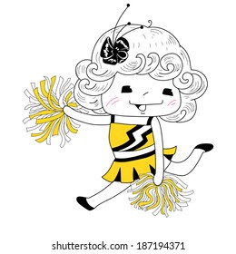 Cute sketch cartoon cheerleader