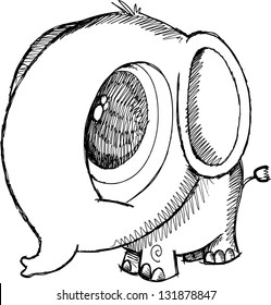 Esbozo lindo Doodle Elephant Vector Art