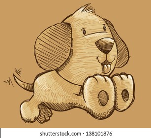 Cute Sketch Doodle Puppy Dog Vector