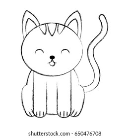 Simple Cat Cartoon Drawing Sketch with Pencil