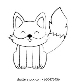 cute sketch fox cartoon