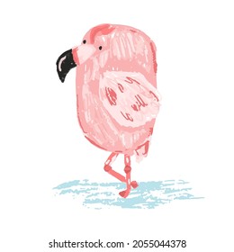 Cute sketch hand drawn color flamingo illustration