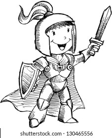 Cute Sketch Knight Vector Illustration Art