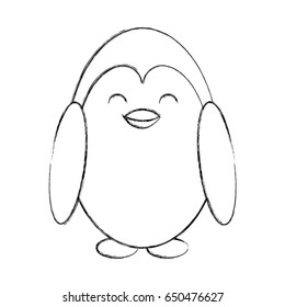 cute sketch penguin cartoon