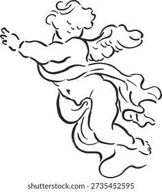 Esboço bonito de dois cupidos para decoração de casamento romântico