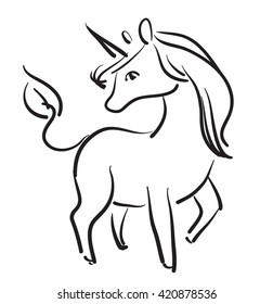 Cute sketchy cartoon unicorn