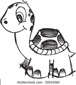 Cute Sketchy turtle Vector Illustration