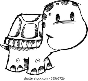 Cute Sketchy turtle Vector Illustration