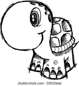 Cute Sketchy turtle Vector Illustration