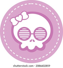cute skull badge vector vintage design