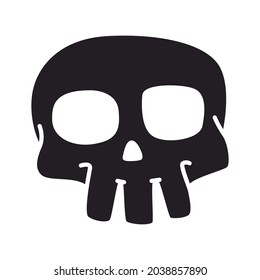Cute skull schwarze Silhouette Vektorsymbol einzeln auf weißem Hintergrund.