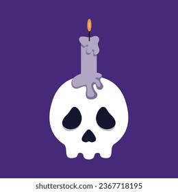 Cute skull with candle, candle, cute, skull