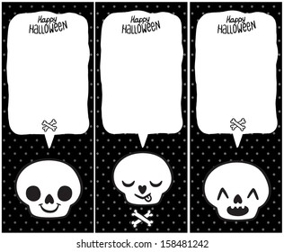 Cute skull cards set for Halloween