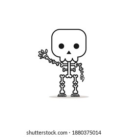 cute skull cartoon character. vector illustration