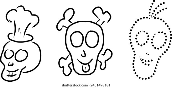 cute skull cartoon kids happy halloween