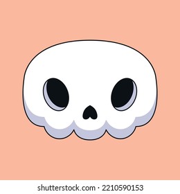 cute skull cartoon mascot doodle art hand drawn concept vector kawaii icon illustration