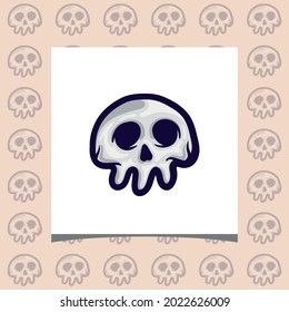 cute skull in cartoon style, vector illustration
