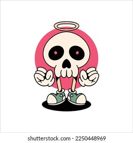 cute skull cartoon vector design