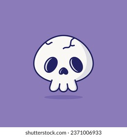 Cute skull cartoon vector illustration halloween holiday concept icon isolated