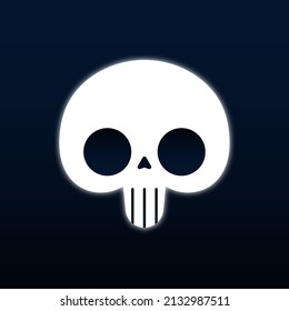 Cute skull cartoon with white aura around, Vector, Illustration.