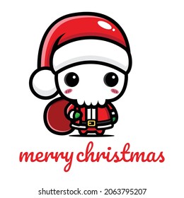 cute skull is celebrating christmas