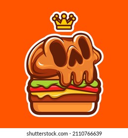 cute skull character with burger concept