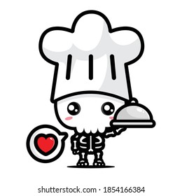 cute skull chef character design