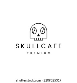 Cute Skull And Coffee Bean Vector Logo Design. Death Cafe Logo Design