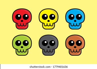 cute skull color sets vector eps