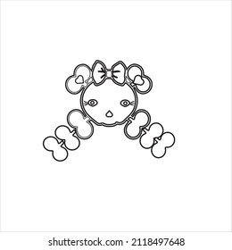 Cute skull coloring book page | coloring page for kids | coloring page Adults 