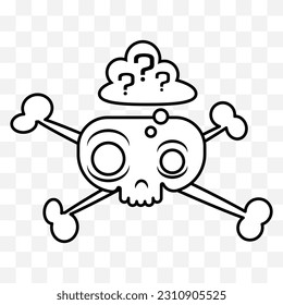 Cute skull with crossbones, cartoon comic style illustration. Vector isolated on background.