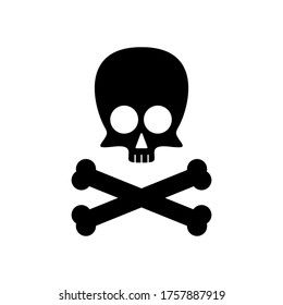 Cute skull with crossbones silhouette isolated on white background. Vector illustration.