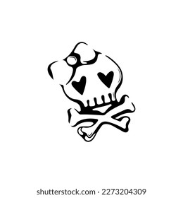 cute skull doodle illustration vector